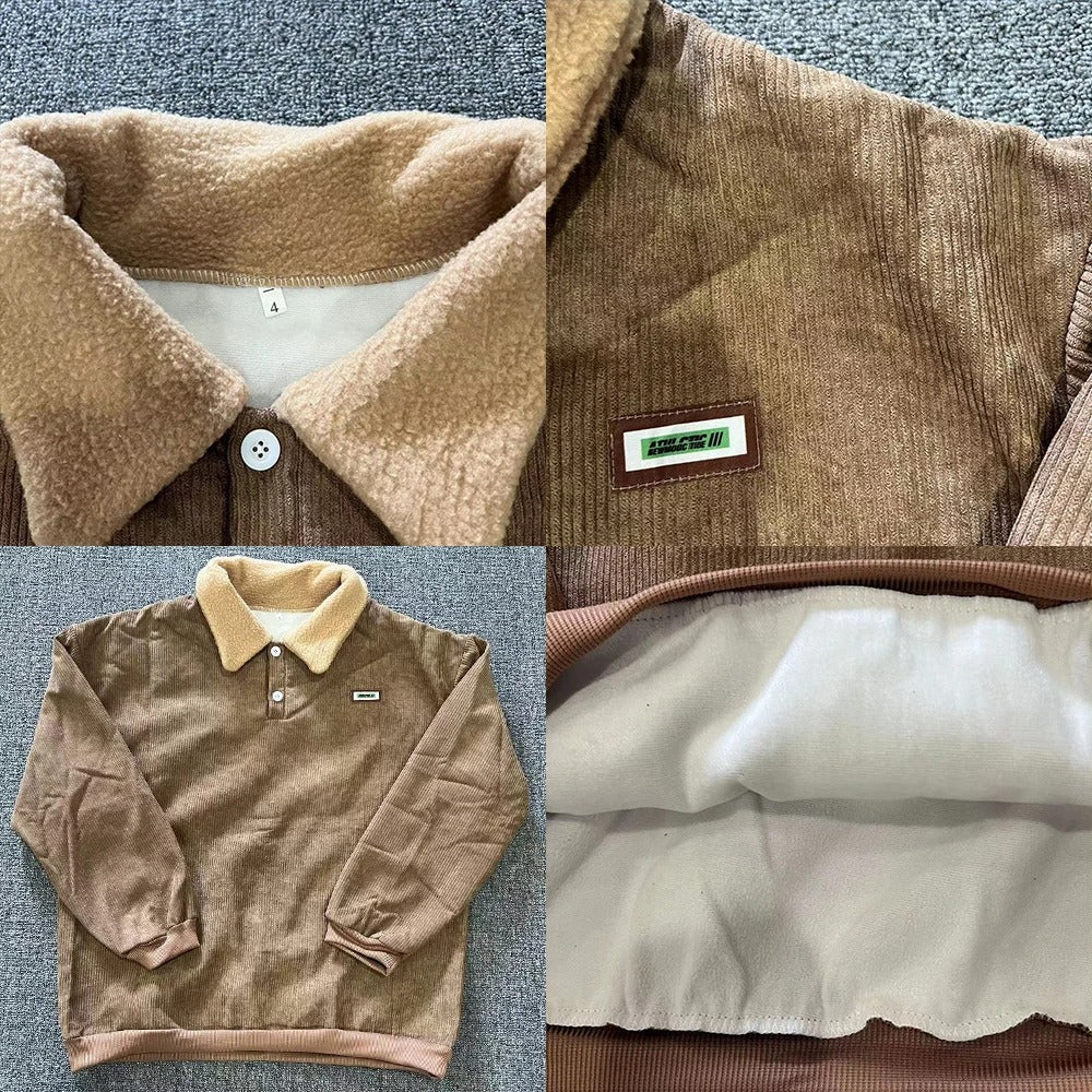 Fleece Sweater Trui - Warm - Button-Up - Corduroy Pullover - Winterkleding voor heren-Boetiek Moda
