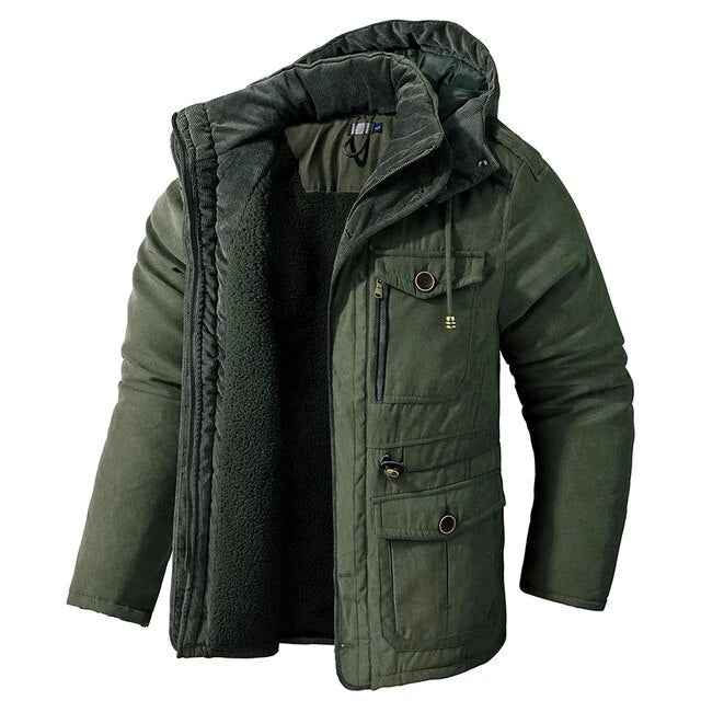 Fleece gevoerde jas - Warme heren winterjas met capuchon en zakken-Boetiek Moda