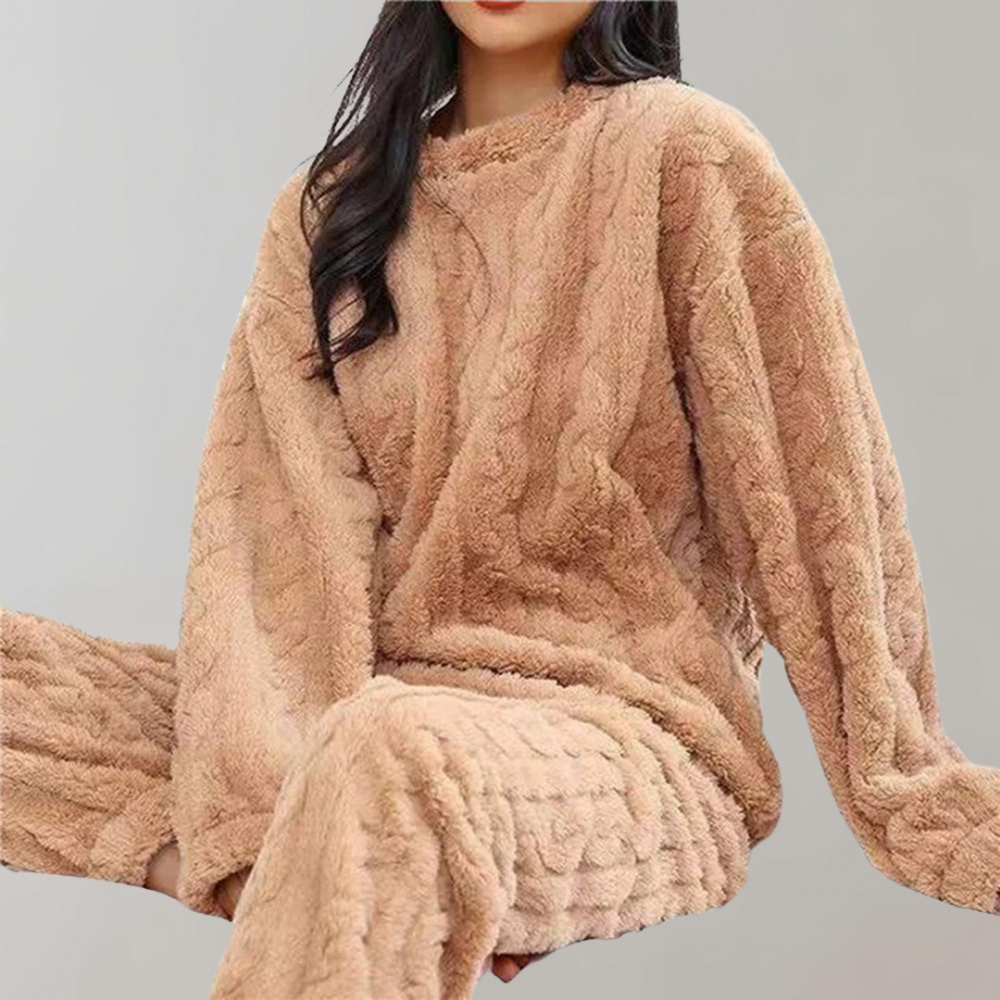 Fleece pyjama Set - Fluffy - Lange Mouw - Winter Pyjama - Dames Winter Pyjama-Boetiek Moda
