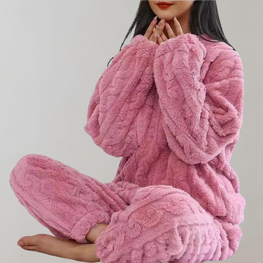 Fleece pyjama Set - Fluffy - Lange Mouw - Winter Pyjama - Dames Winter Pyjama-Boetiek Moda