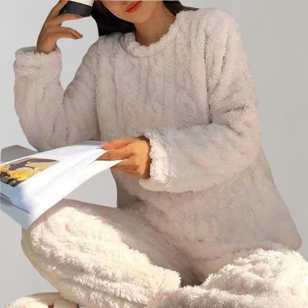 Fleece pyjama Set - Fluffy - Lange Mouw - Winter Pyjama - Dames Winter Pyjama-Boetiek Moda