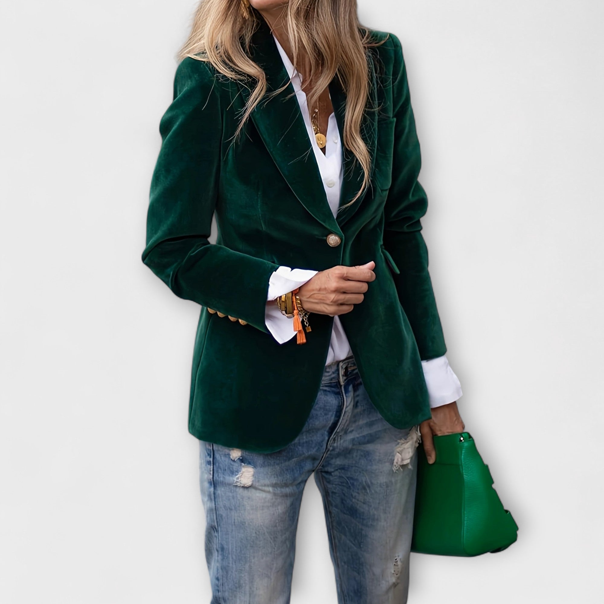 Fluwelen Blazer | Stijlvol | Enkelrijks | Winterblazer | Damesblazer-Boetiek Moda