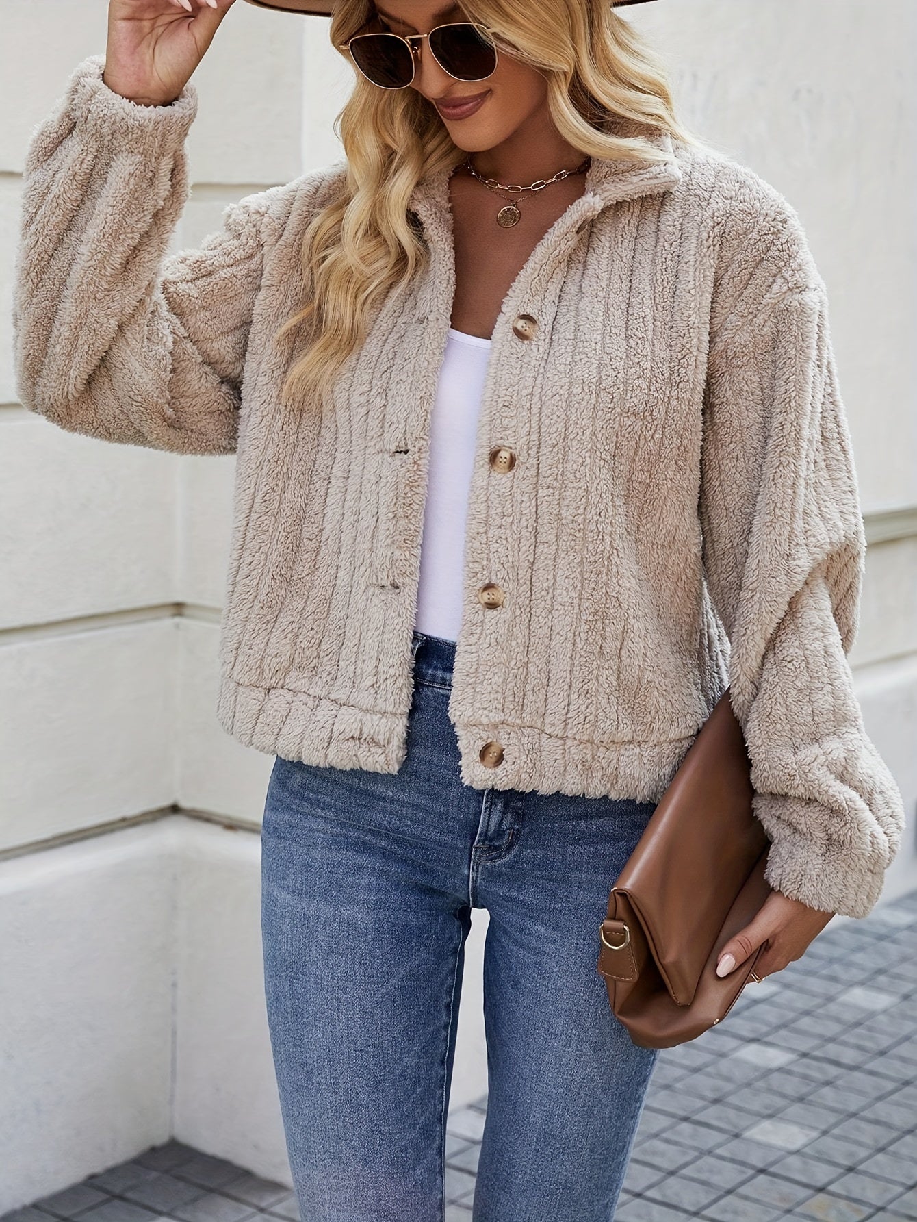 Fury Vest | Kort | Button-Up | Crème Vest | Bontjas Vrouwen-Boetiek Moda