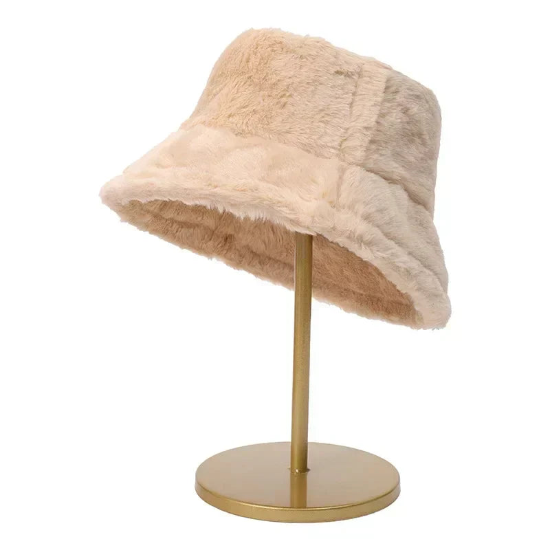 Fuzzy Bucket Hat - Vrouwen pluizige bontmuts voor de winter-Boetiek Moda