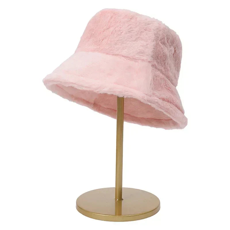 Fuzzy Bucket Hat - Vrouwen pluizige bontmuts voor de winter-Boetiek Moda