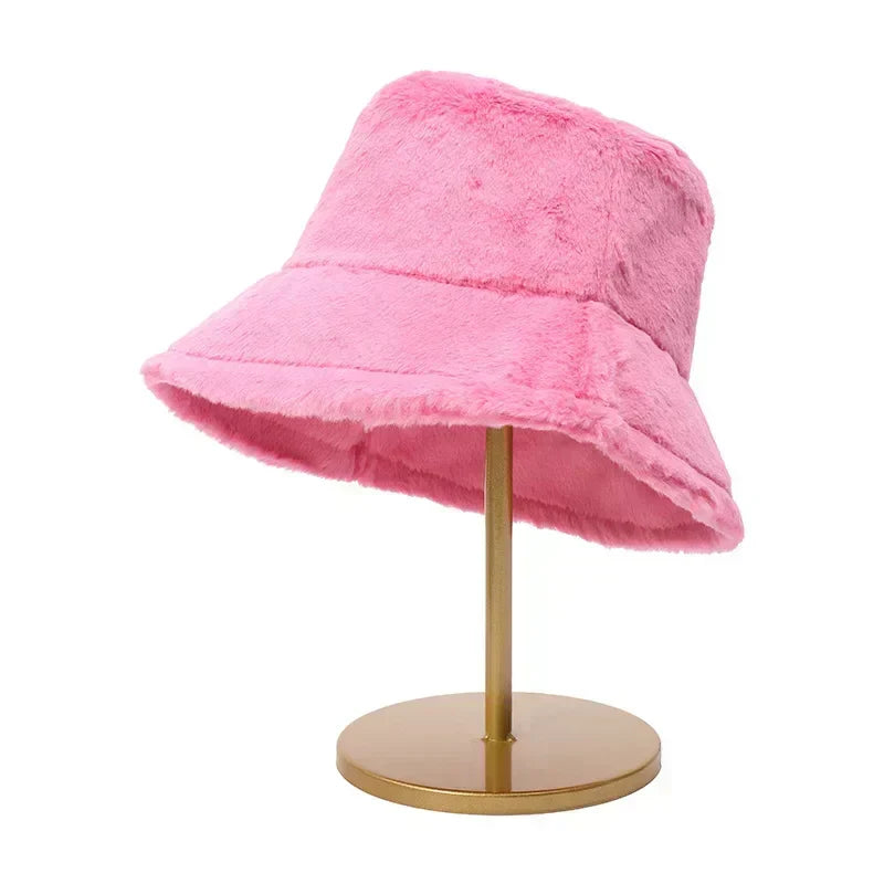 Fuzzy Bucket Hat - Vrouwen pluizige bontmuts voor de winter-Boetiek Moda
