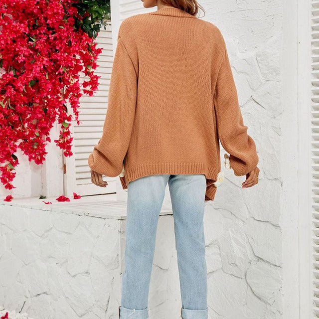 Gebloemd Vest - Oversized - Open Front - Gebreid Vest - Damesvest-Boetiek Moda