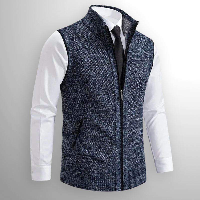 Gebreid Vest - Mouwloos wollen vest met ritssluiting voor heren-Boetiek Moda