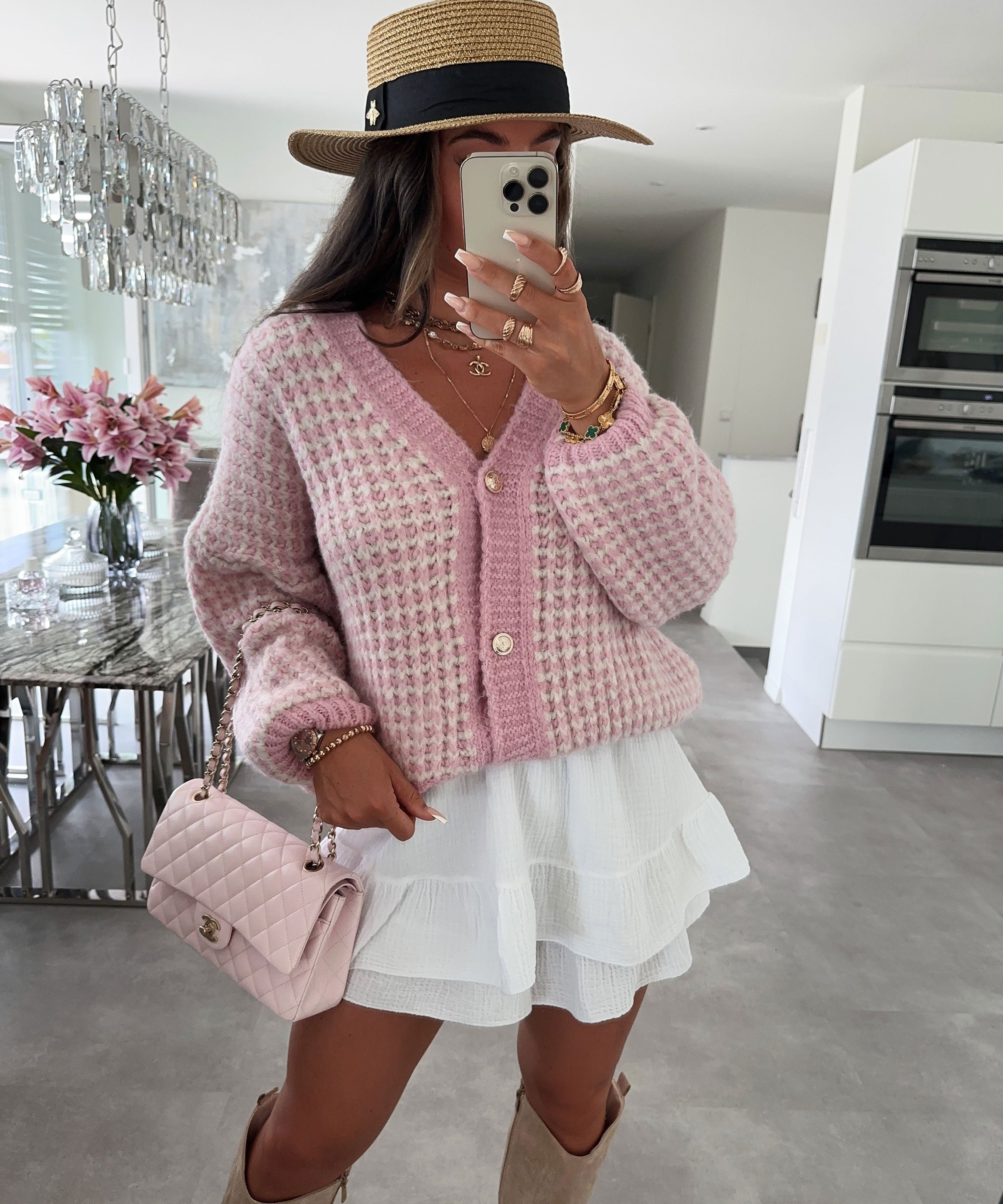 Gebreid vest - Dames Warm V-hals vest met knopen-Boetiek Moda