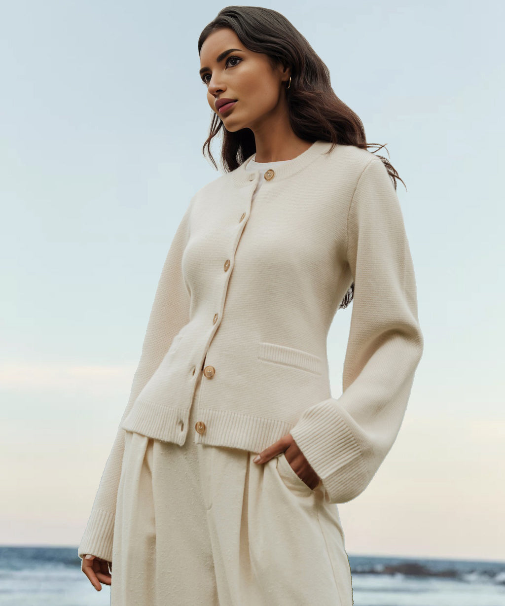 Gebreid vest - Elegant Cashmere vest met knoopsluiting voor dames-Boetiek Moda