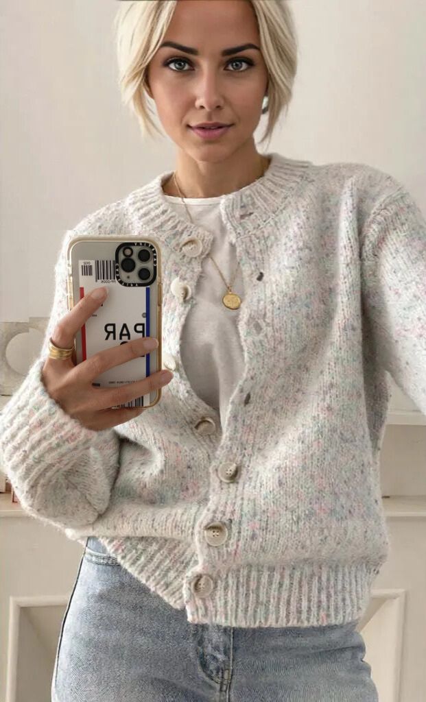 Gebreid vest - Oversized - Met knopen - Vesttrui - Damesvest-Boetiek Moda