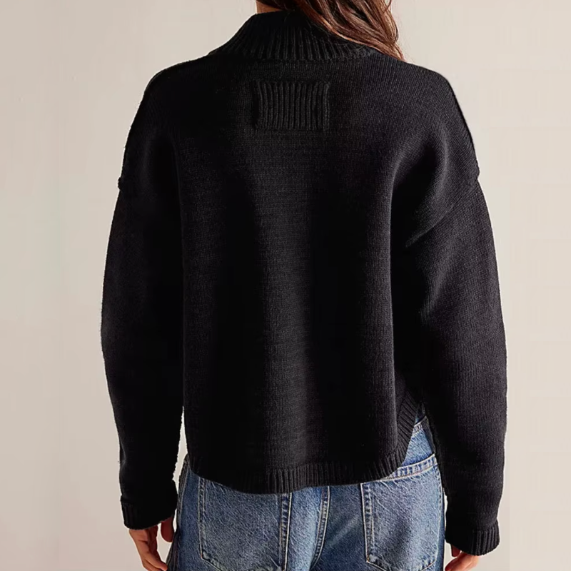 Gebreid vest - Relaxed fit - Zakken - Vest met knopen - Damesbreigoed-Boetiek Moda