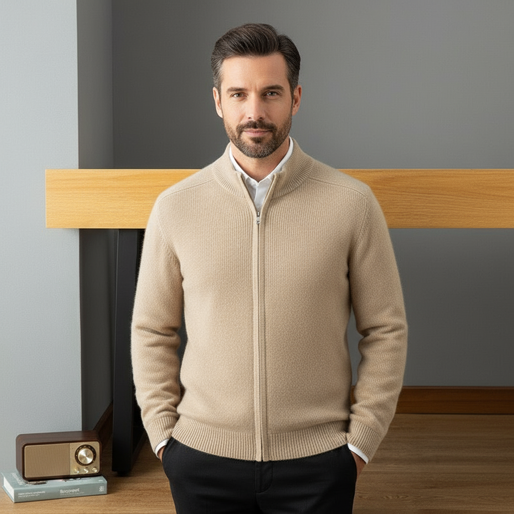 Gebreid vest - Warm vest met ritssluiting voor heren-Boetiek Moda