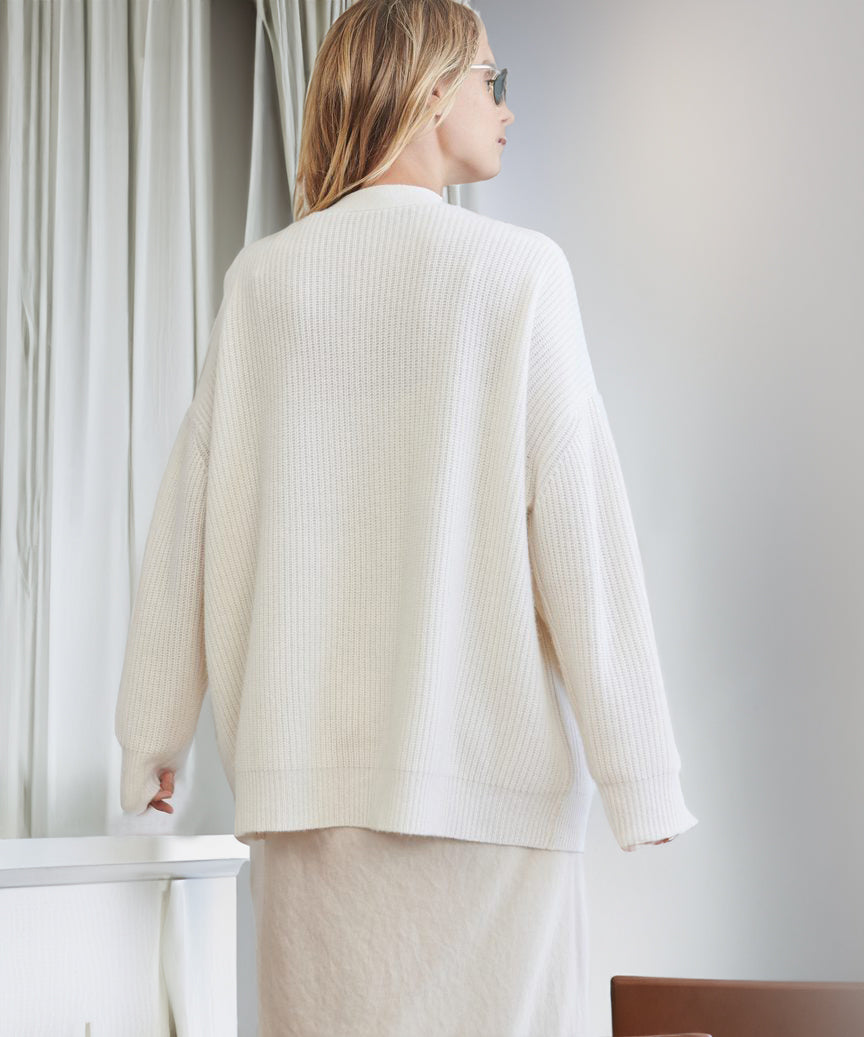 Gebreid vest met Knoopsluiting | V-hals | Oversized Vest | Gebreide Dameskleding-Boetiek Moda