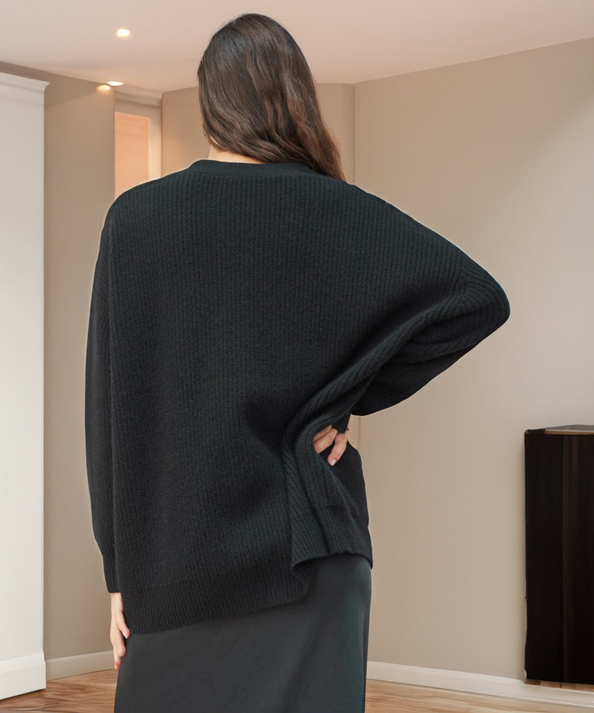 Gebreid vest met Knoopsluiting | V-hals | Oversized Vest | Gebreide Dameskleding-Boetiek Moda