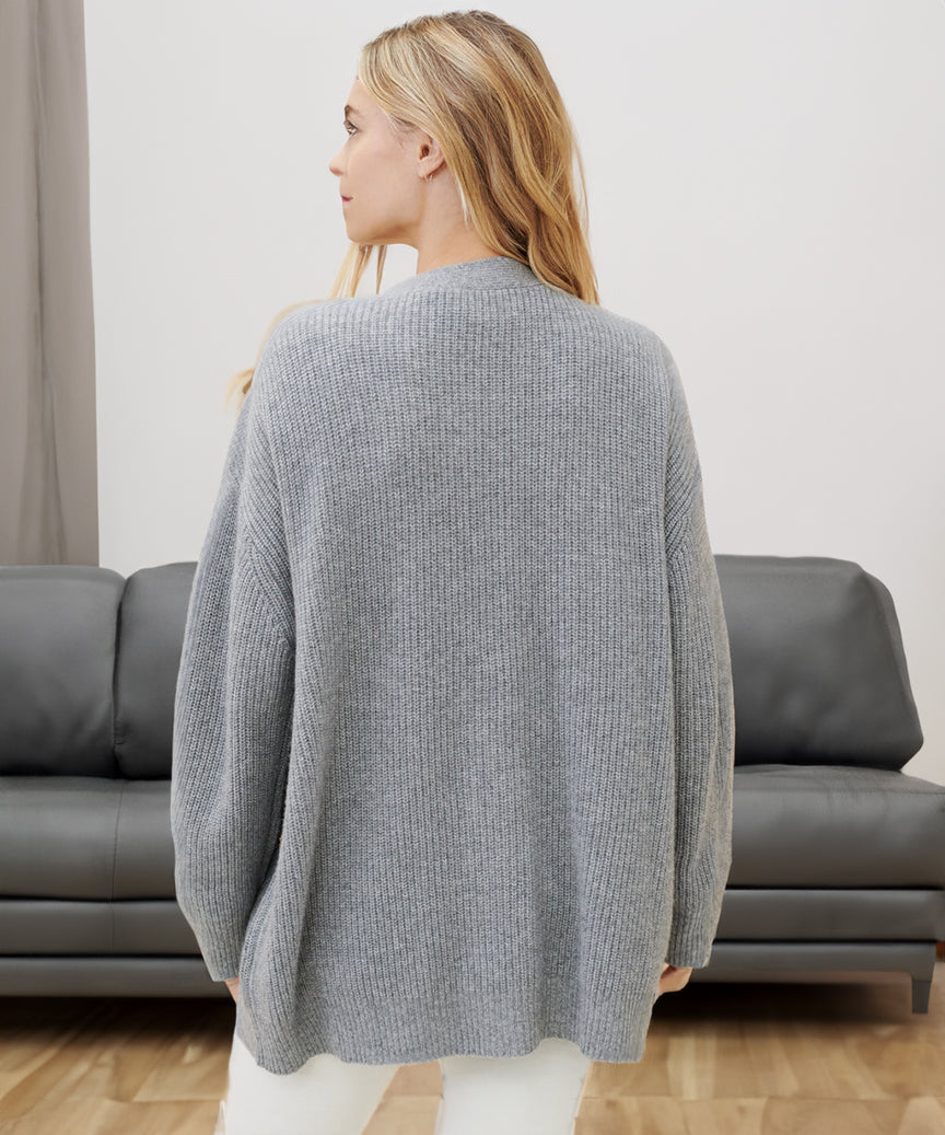 Gebreid vest met Knoopsluiting | V-hals | Oversized Vest | Gebreide Dameskleding-Boetiek Moda