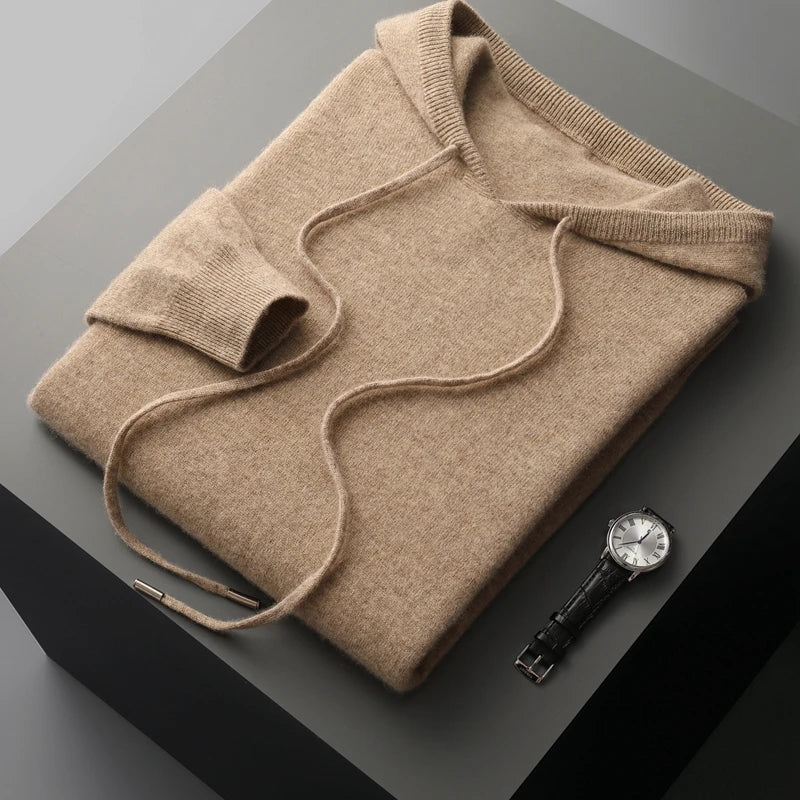 Gebreide Hoodie - Wol - Los model - Hoodie Sweater - Herenbreigoed-Boetiek Moda