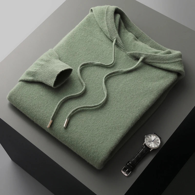 Gebreide Hoodie - Wol - Los model - Hoodie Sweater - Herenbreigoed-Boetiek Moda