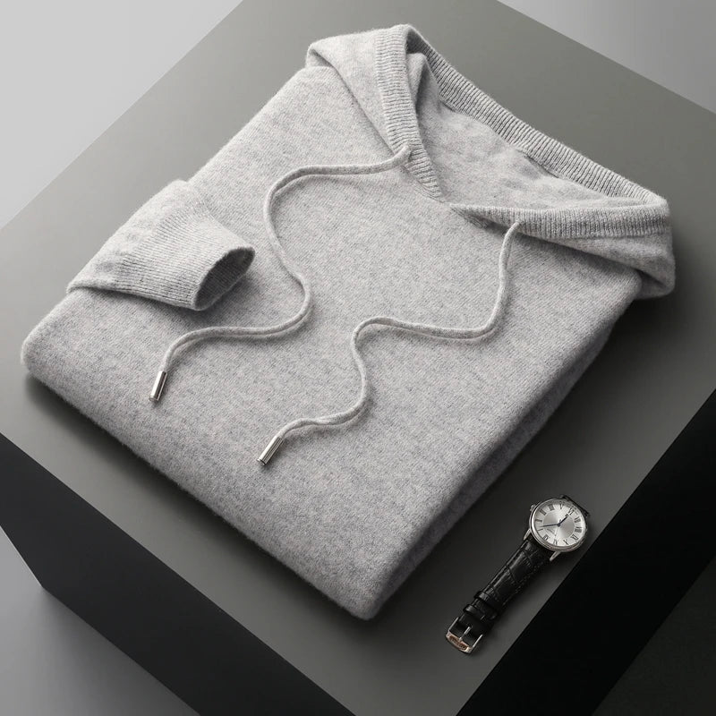 Gebreide Hoodie - Wol - Los model - Hoodie Sweater - Herenbreigoed-Boetiek Moda