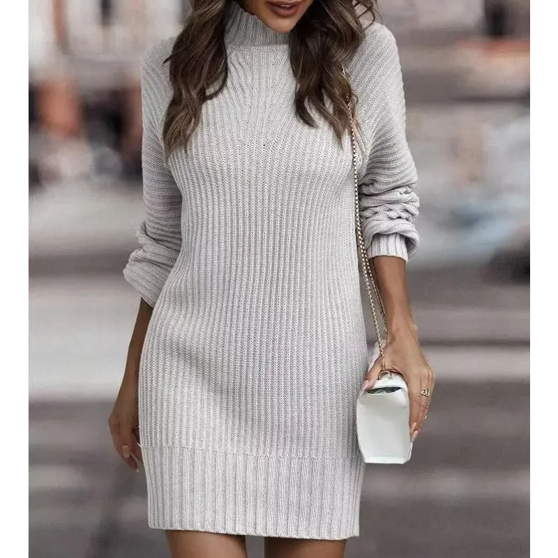Gebreide Jurk | Coltrui | Lange Mouwen | Trui Jurk | Sweater Jurk voor Vrouwen-Boetiek Moda