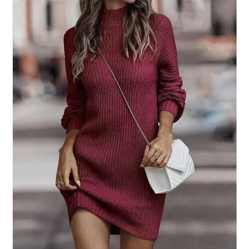 Gebreide Jurk | Coltrui | Lange Mouwen | Trui Jurk | Sweater Jurk voor Vrouwen-Boetiek Moda