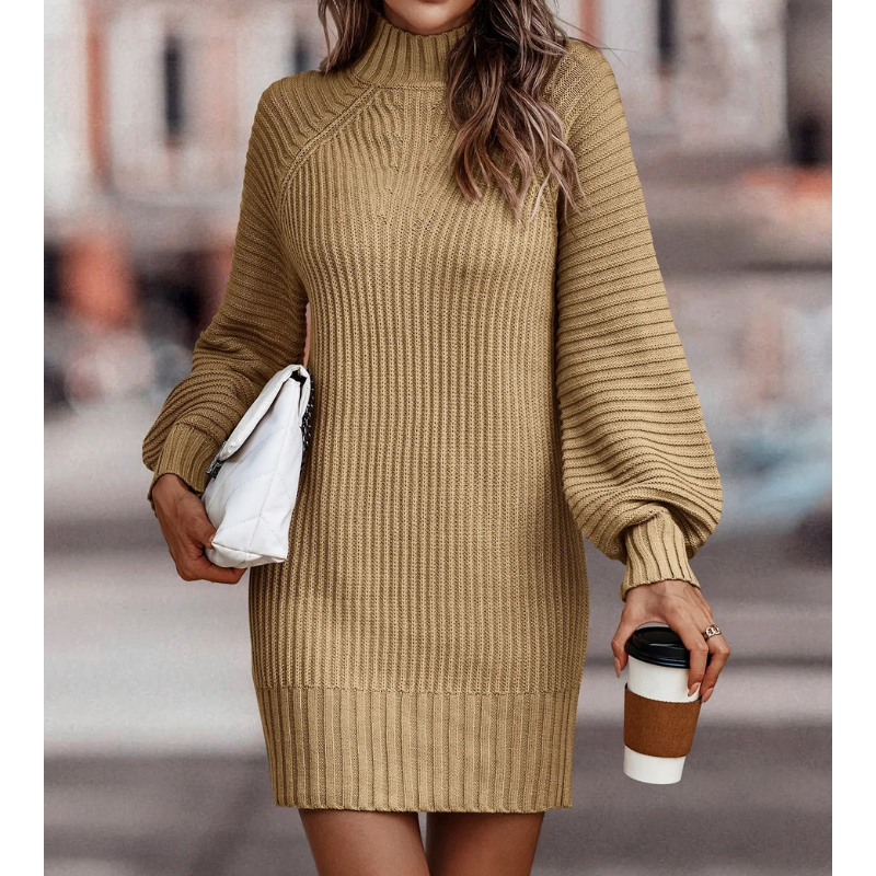 Gebreide Jurk | Coltrui | Lange Mouwen | Trui Jurk | Sweater Jurk voor Vrouwen-Boetiek Moda