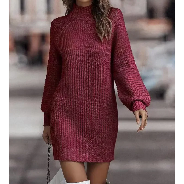 Gebreide Jurk | Coltrui | Lange Mouwen | Trui Jurk | Sweater Jurk voor Vrouwen-Boetiek Moda