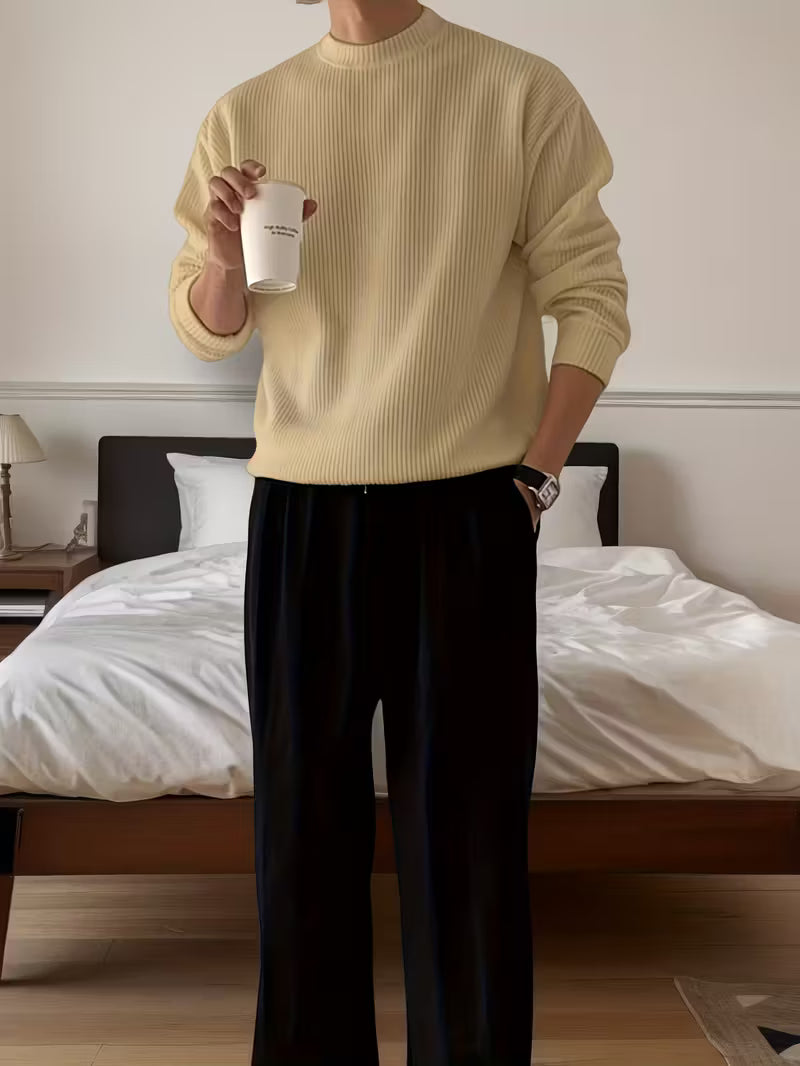 Gebreide Trui | Effen | Geribbeld | Pullover | Herenkleding-Boetiek Moda