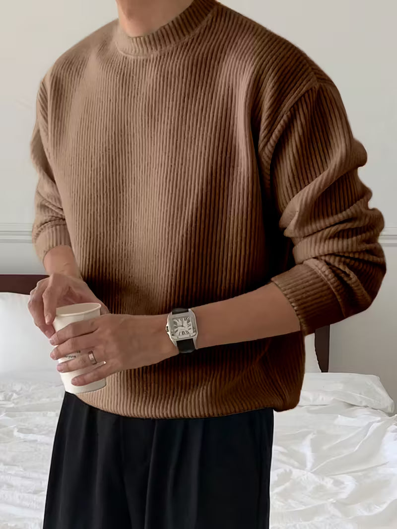 Gebreide Trui | Effen | Geribbeld | Pullover | Herenkleding-Boetiek Moda