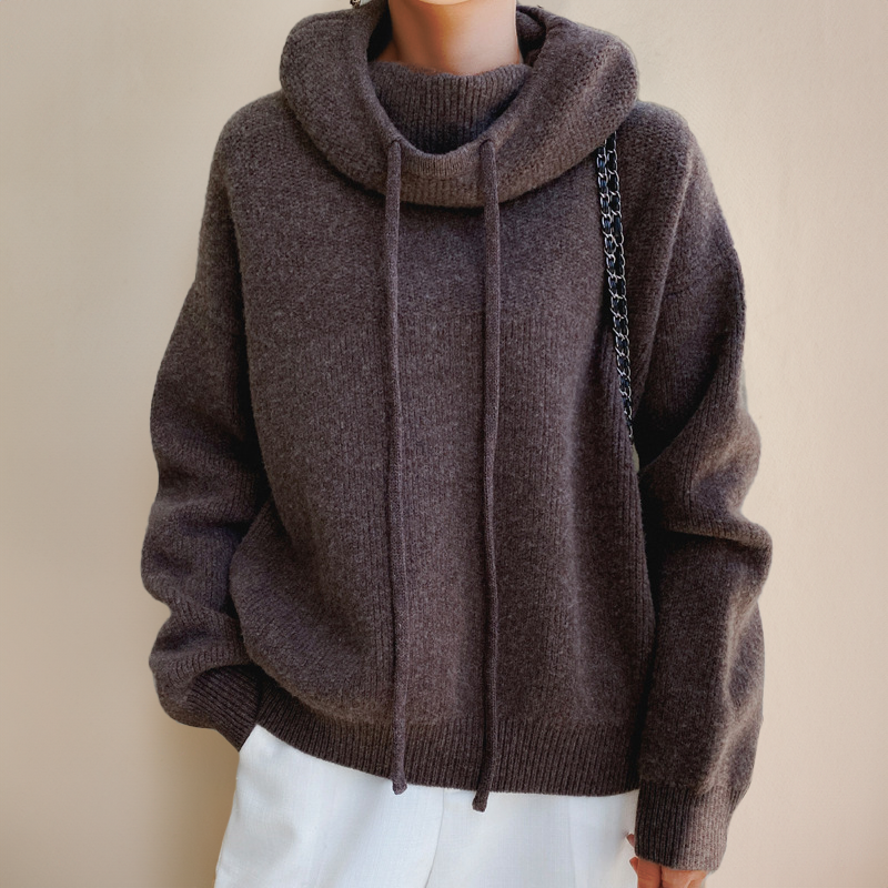 Gebreide Trui | Hoge hals | Oversized | Gebreide Hoodie | Gebreide dameskleding-Boetiek Moda