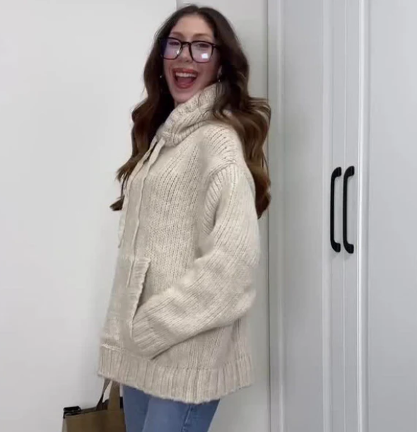 Gebreide Trui - Met capuchon - Pullover - Oversized trui - Damesbreigoed-Boetiek Moda