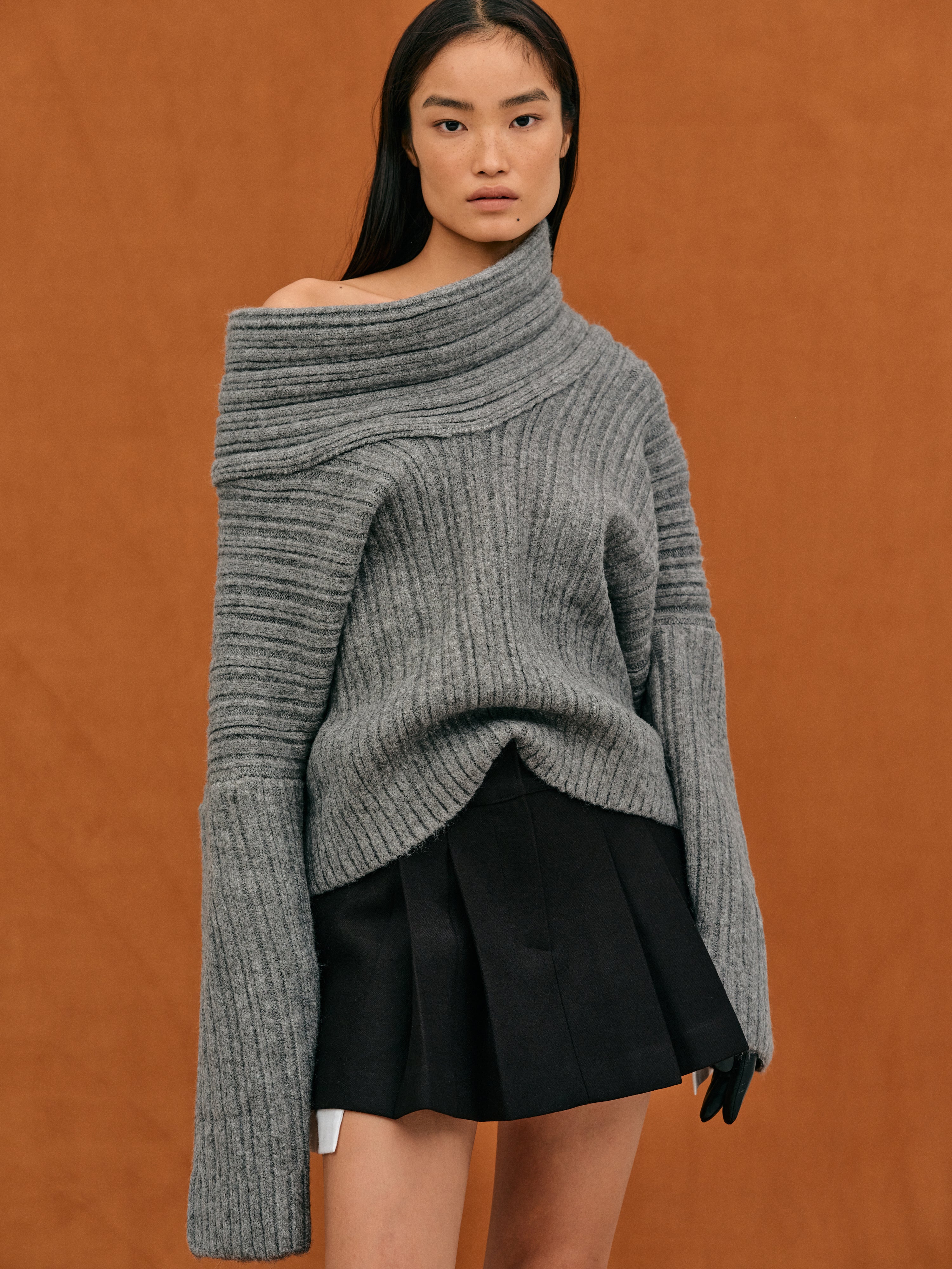 Gebreide Trui - Oversized off-shoulder pullover voor dames-Boetiek Moda