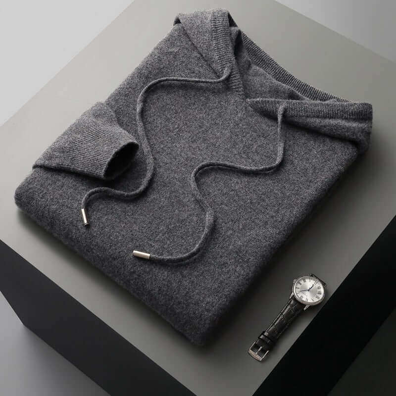Gebreide hoodie - Effen capuchontrui voor heren-Boetiek Moda
