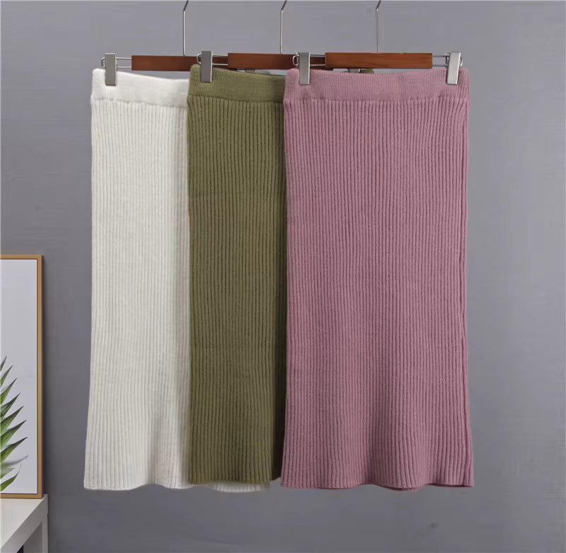 Gebreide set - Coltrui - Midirok - Gebreide tweedelige set - Trui-rok set-Boetiek Moda