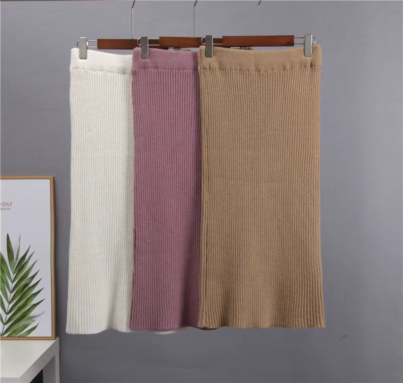 Gebreide set - Coltrui - Midirok - Gebreide tweedelige set - Trui-rok set-Boetiek Moda