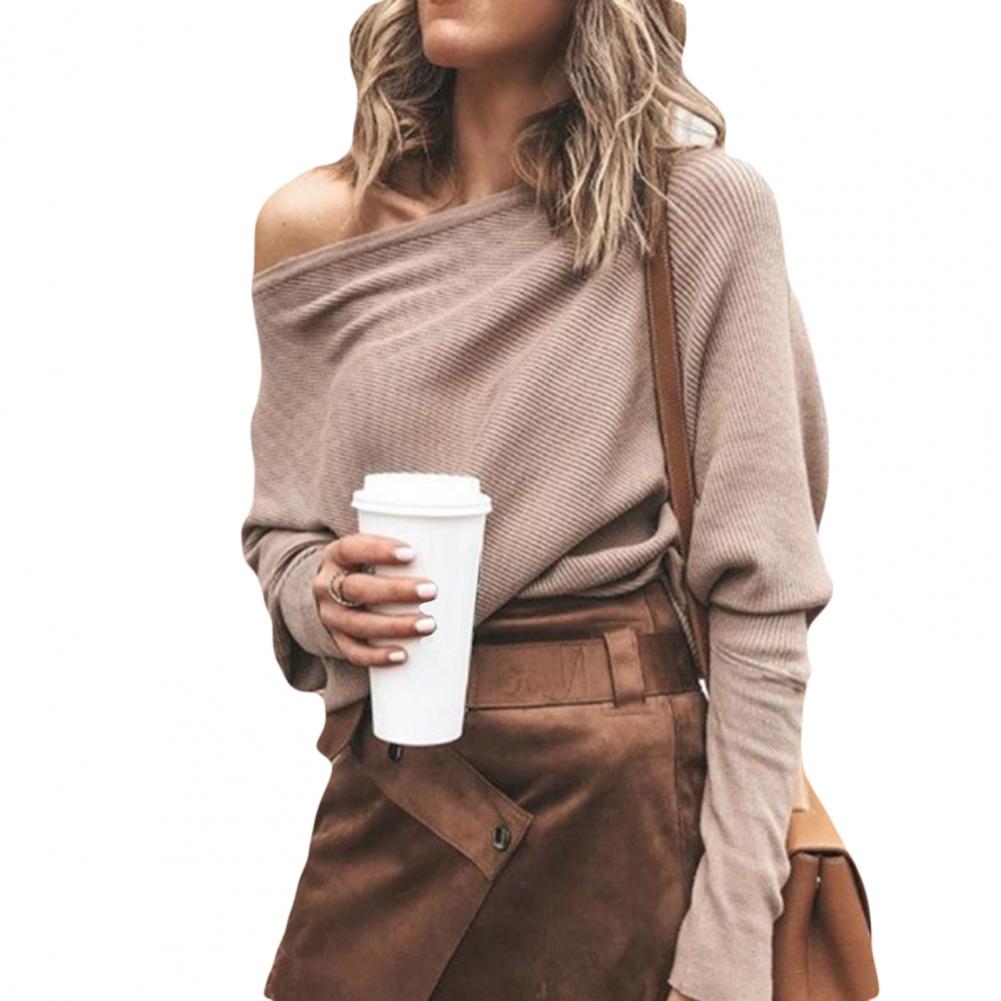 Gebreide trui | Batmouw | Los model | Off-Shoulder trui | Dameskleding-Boetiek Moda