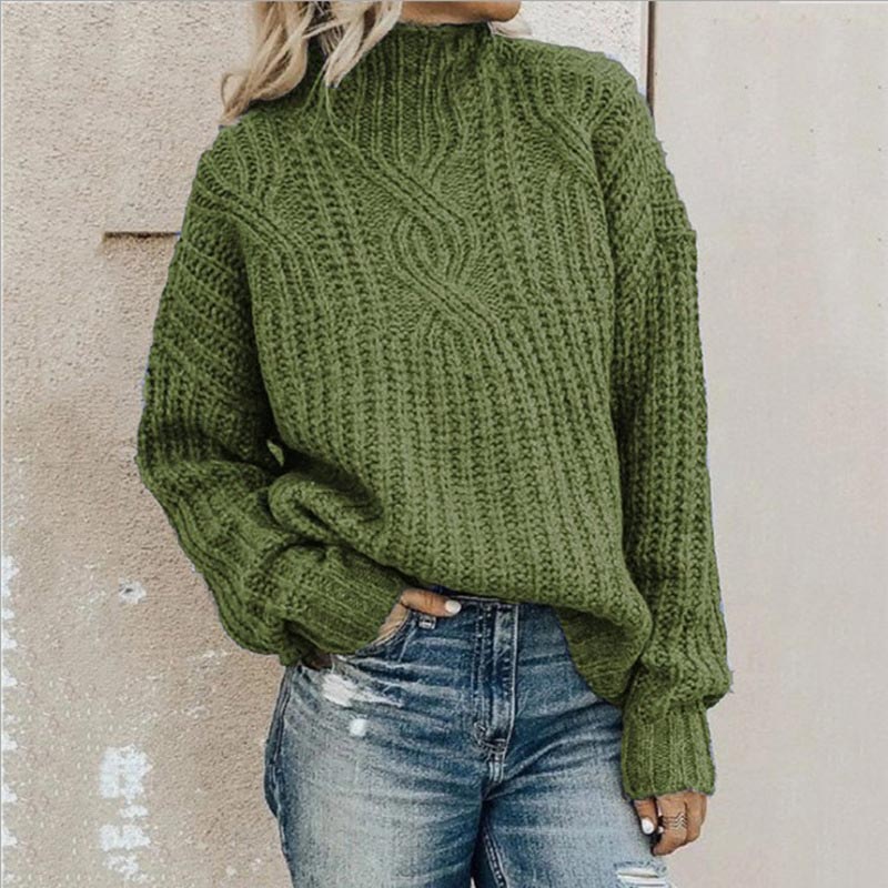 Gebreide trui - Coltrui - Hoge kraag - Dikke pullover - Gebreide kleding voor dames-Boetiek Moda