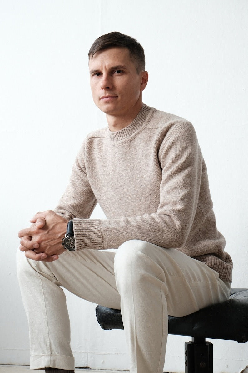 Gebreide trui - Effen - Ronde hals - Gebreide trui - Heren Trui-Boetiek Moda