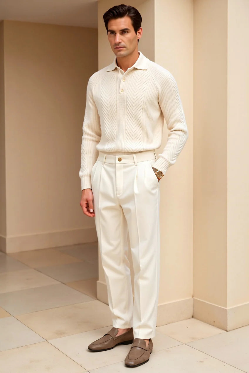 Gebreide trui - Met kraag - Pullover - Polotrui - Heren trui-Boetiek Moda