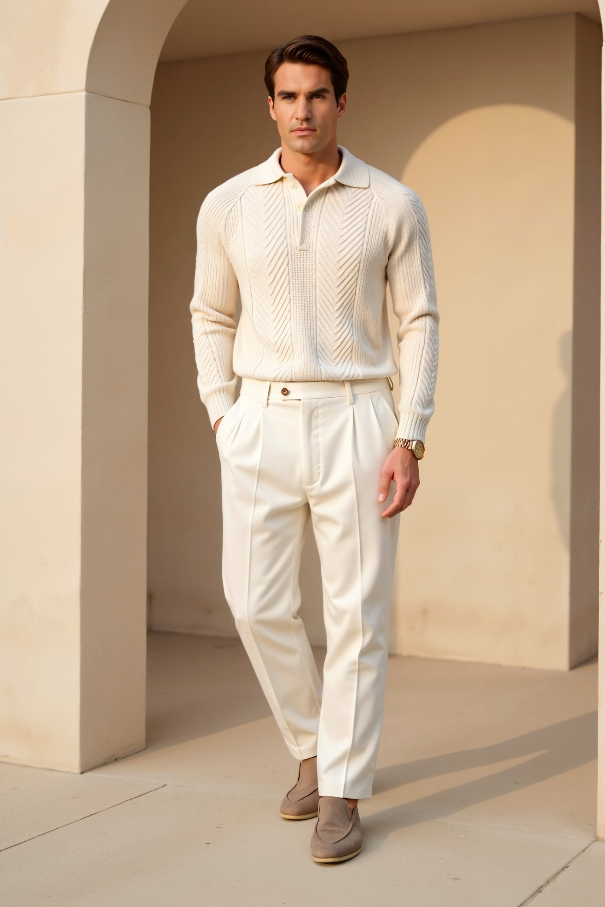 Gebreide trui - Met kraag - Pullover - Polotrui - Heren trui-Boetiek Moda