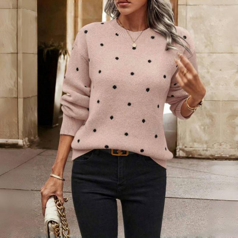 Gebreide trui - Polka Dot - Relaxed Fit - Trui met ronde hals - Dames Knitwear-Boetiek Moda