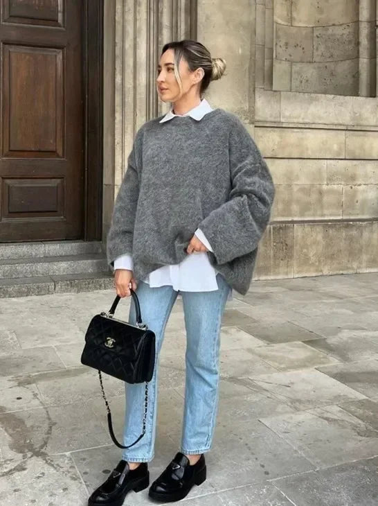 Gebreide trui | Roze | Oversized | Trui | Trui voor dames-Boetiek Moda