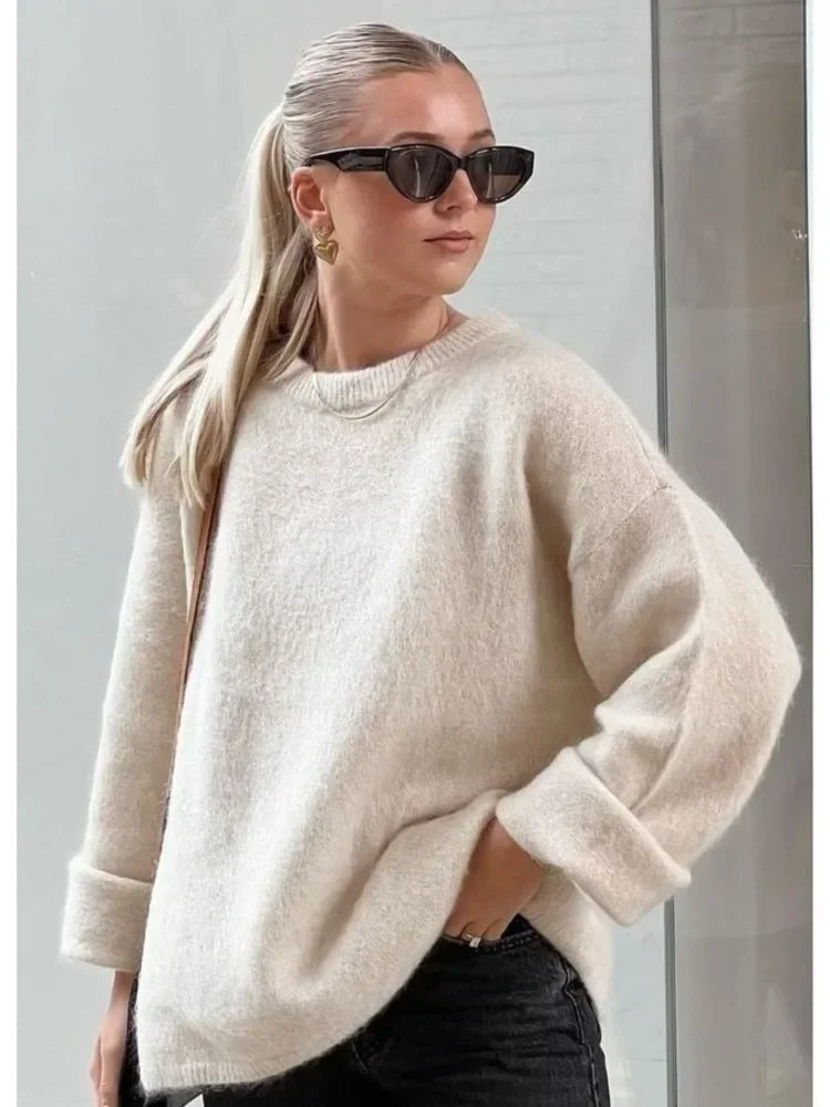 Gebreide trui | Roze | Oversized | Trui | Trui voor dames-Boetiek Moda