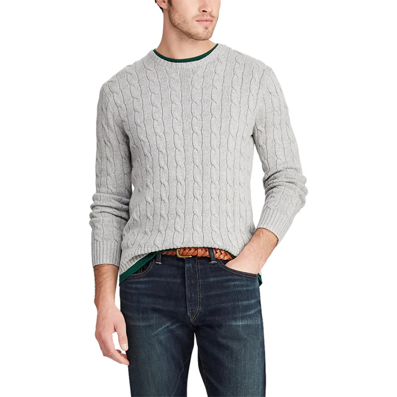 Gebreide trui – Vlechtpatroon – Ronde hals – Trui – Heren trui-Boetiek Moda