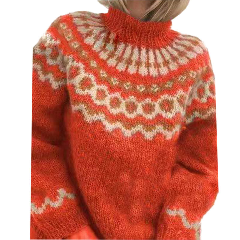 Gebreide trui - Warme gebreide Scandinavische pullover voor dames voor de winter-Boetiek Moda