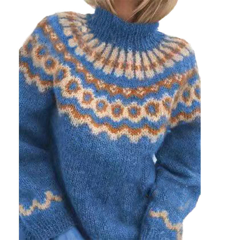 Gebreide trui - Warme gebreide Scandinavische pullover voor dames voor de winter-Boetiek Moda