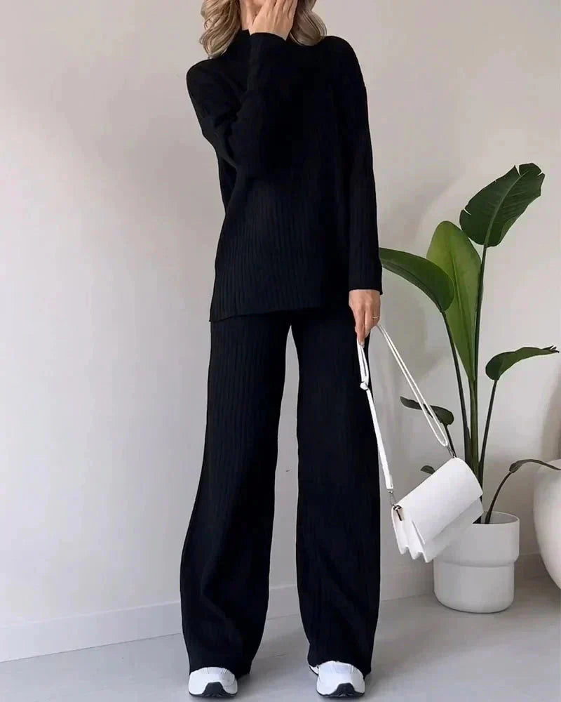 Gebreide tweedelige set | Loose Fit | Coltrui | Gebreide Co-Ord Set | Dames Loungewear-Boetiek Moda