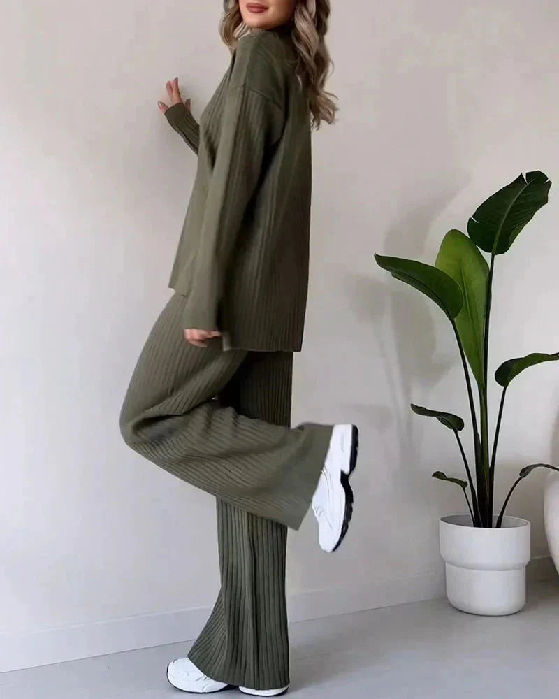 Gebreide tweedelige set | Loose Fit | Coltrui | Gebreide Co-Ord Set | Dames Loungewear-Boetiek Moda