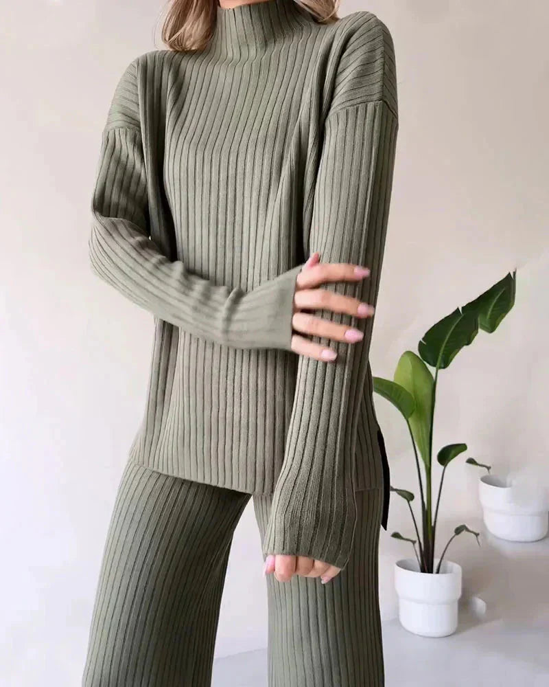 Gebreide tweedelige set | Loose Fit | Coltrui | Gebreide Co-Ord Set | Dames Loungewear-Boetiek Moda