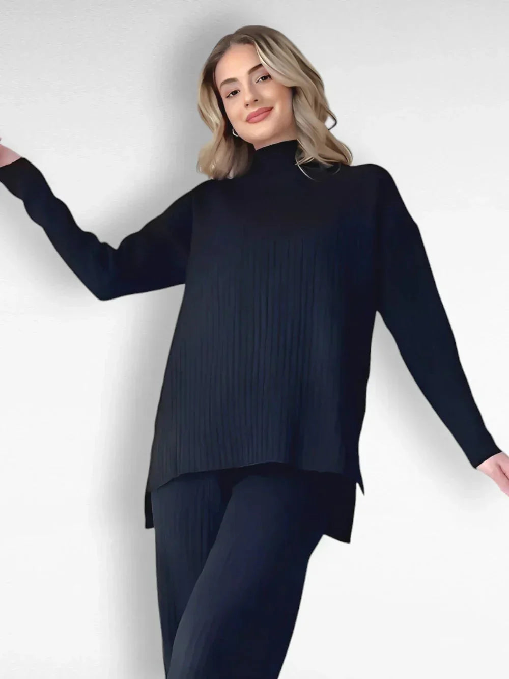 Gebreide tweedelige set | Loose Fit | Coltrui | Gebreide Co-Ord Set | Dames Loungewear-Boetiek Moda